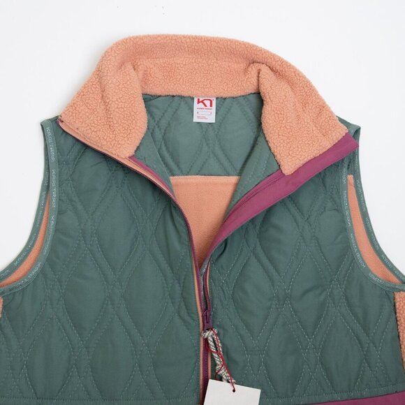 Kari Traa Rothe Quilted Vest Fleece Full Zip Warm Cozy Color Block - Picture 6 of 15